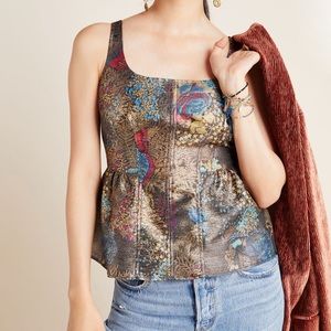 Anthropologie Gold Embroidered Top